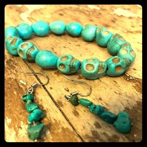Turquoise Beaded Bracelet & Earings